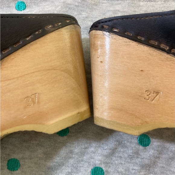 💙No.6 New School Clog On Wedge Black Leather - Picture 7 of 13